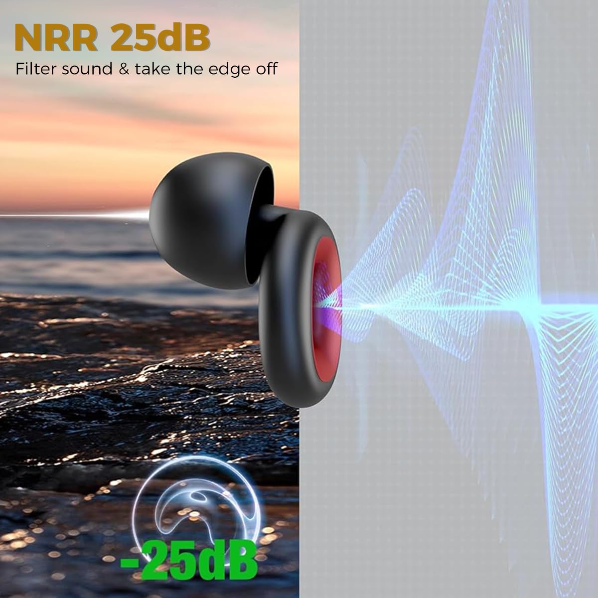 HANNEA Ear Plugs for Sleeping Noise Cancelling, Soft Silicone Hearing Protection Ear Plugs, Reusable Hearing Protection in Flexible Silicone for Sleep, Noise Sensitivity HANNEA Ear Plugs for Sleeping Noise Cancelling, Soft Silicone Hearing Protection Ear Plugs, Reusable Hearing Protection in Flexible Silicone for Sleep, Noise Sensitivity